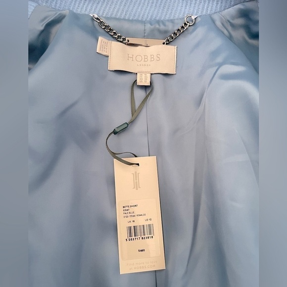 Hobbs Bette sky blue wool blend coat NWT - Picture 10 of 12